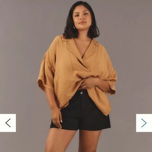 2X By Anthropologie Short-Sleeve Wide Placket Top